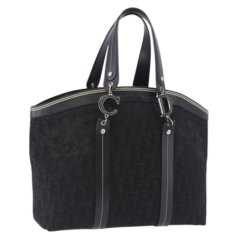 Christian Dior Trotter帆布手提包 黑色 銀色 正品 195785V