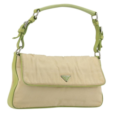PRADA 尼龍米色銀色單肩包 正品 194981A