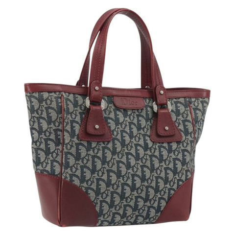 Christian Dior Trotter帆布手提包 海軍藍 銀色 正品 195056A