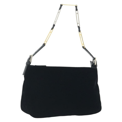 FENDI 黑色絲絨鏈條單肩包 正品 195236A