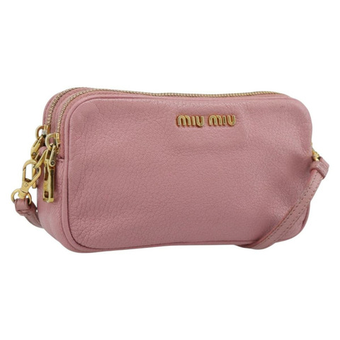 Miu Miu 粉紅金色調皮革肩背包，正品編號 196211