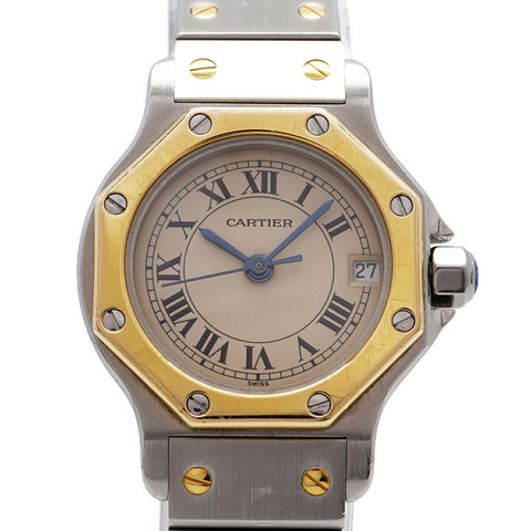 卡地亞 Santos Octagon SM W2001683 米色錶盤女士腕錶