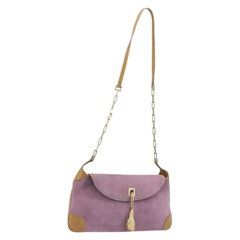GUCCI 鏈條單肩包 麂皮 紫色 金色 001 4113 正品 195593A