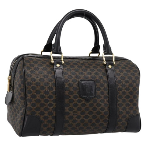 CELINE Macadam帆布波士頓包 PVC皮革 黑色 金色 正品 195373V