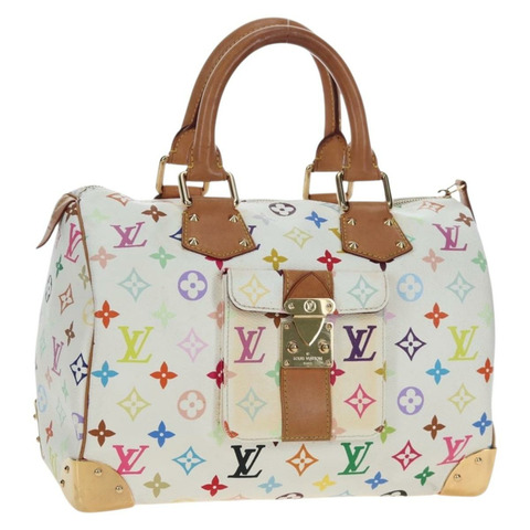 路易威登 Monogram Multicolor Speedy 30 手袋 白色 Bron M92643 正品 196338V