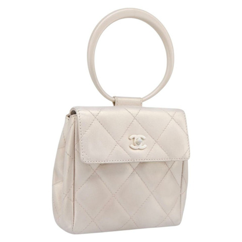 香奈兒 (CHANEL) Matelasse 白色皮革手提包 CC 正品 196360M