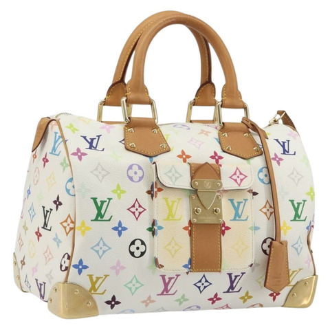 路易威登 Monogram Multicolor Speedy 30 手提包 白色 M92643 LV 正品 BA14767V