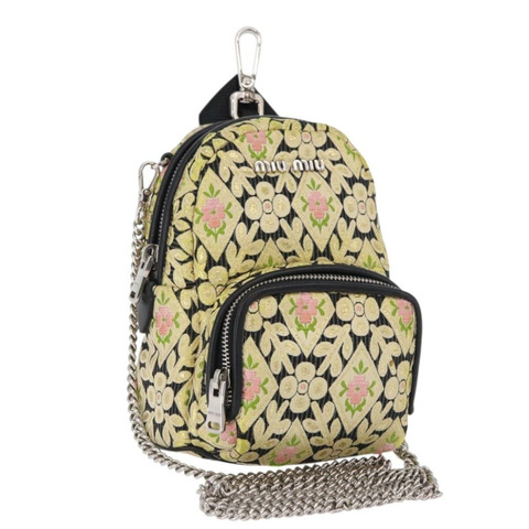 Miu Miu 緞面單肩包 黃色 銀色 正品 195988M
