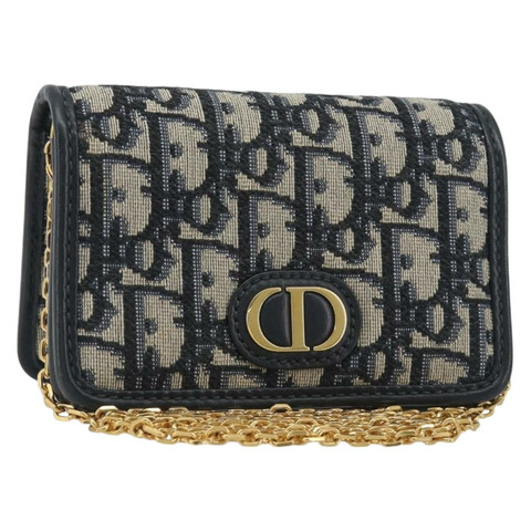 Christian Dior Trotter帆布鏈條單肩包 海軍藍 金色 正品 196933M