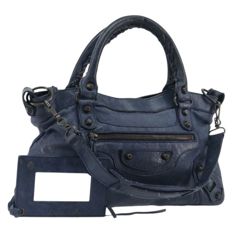 BALENCIAGA The First 手提包 皮革 2way 藍色 103208 正品 197341V