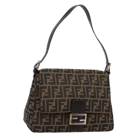 FENDI Zucca帆布Mamma Baguette單肩包 棕色/黑色 正品 197339V