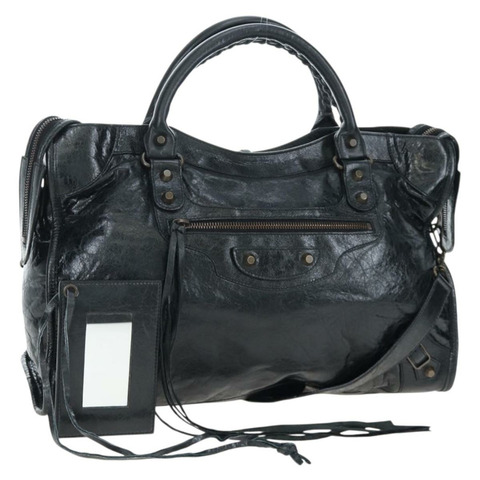 BALENCIAGA The City 手提包，皮革材質，黑色，兩用款，貨號 115748，正品號 197343SAM
