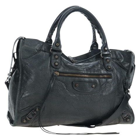 BALENCIAGA The City 手提包，皮革材質，黑色，兩用款，貨號 115748，正品號 197344M