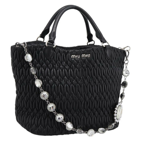 Miu Miu Matelasse 手提包 皮革 2way 銀色 黑色 正品 am12329V