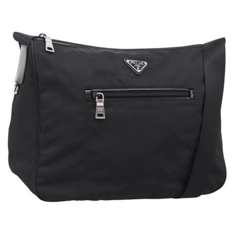PRADA 單肩包 尼龍 黑色 銀色 正品 am12283V