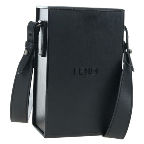 FENDI Box 單肩包，黑色銀色皮革，正品編號 196687M