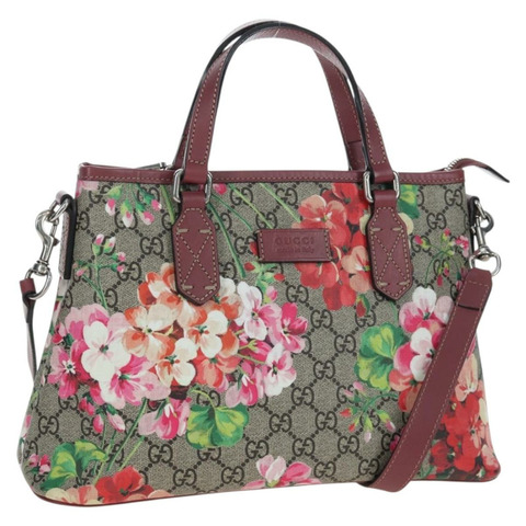 GUCCI GG Blooms 花卉手提包 PVC 皮革 米粉色 429019 正品 am12340V