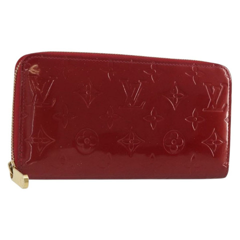 路易威登 Monogram Vernis Zippy 錢包 Rouge Grunadine M91732 Auth am12259V