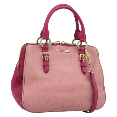 Miu Miu 手提包 皮革 兩用 粉金配色 正品 197469A