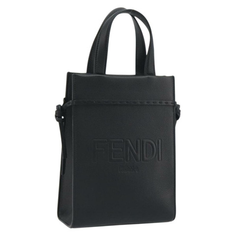 FENDI Go-To Shopper 手提包 皮革 黑色 銀色 正品 mr2832