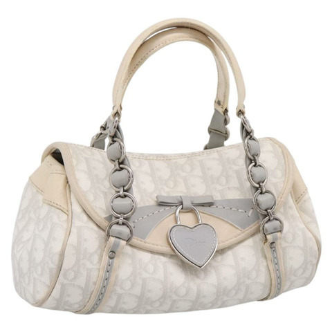 Christian Dior Trotter帆布浪漫手袋 PVC 白色銀色 正品 197513V
