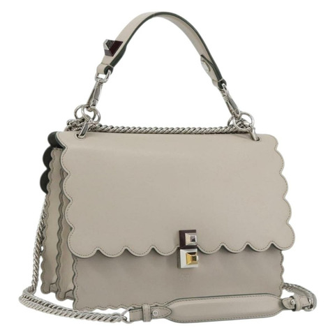 FENDI Canay 鏈條單肩包 皮革 兩用 灰色/銀色 8BT283 正品 198665M