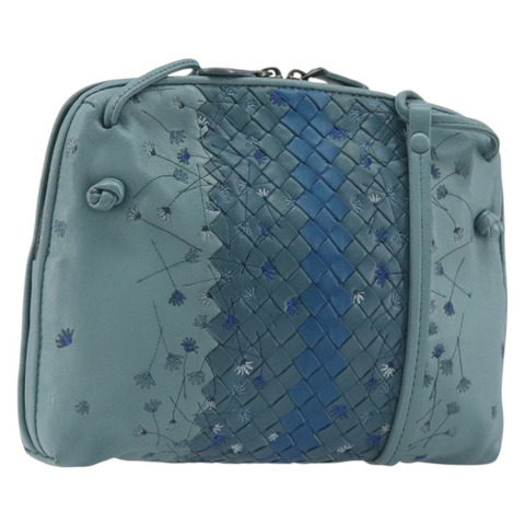 BOTTEGA VENETA INTRECCIATO 皮革肩背包 淺藍色 正品 198667A