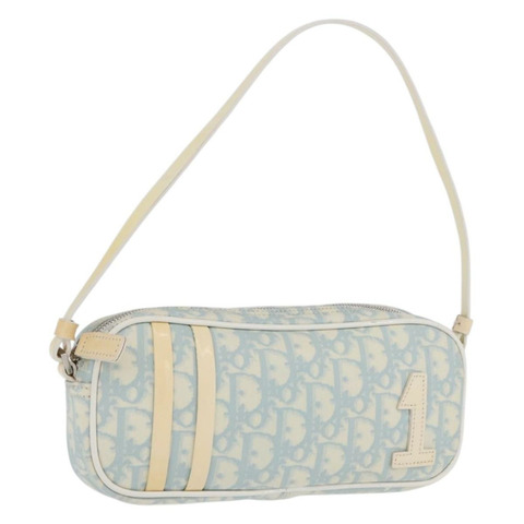 Christian Dior Trotter帆布手提包 PVC淺藍色銀色 正品 ka5724A