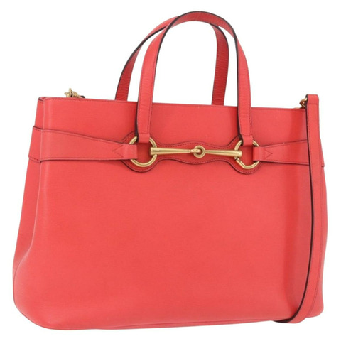 GUCCI 手提包 皮革 兩用 紅色 金色 319795 正品 198375V