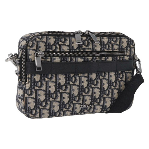 Christian Dior Trotter帆布肩背包 海軍藍 銀色 正品 198731V