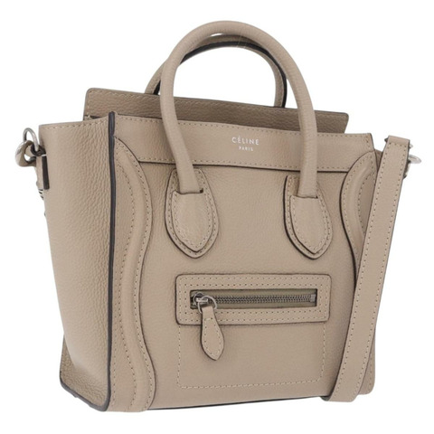 CELINE Luggage Nano 手提包 皮革 2way 米色 正品 198753V