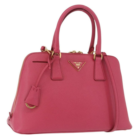 PRADA Galleria 手提包 Saffiano 2way 粉金色配色 Auth 198736V