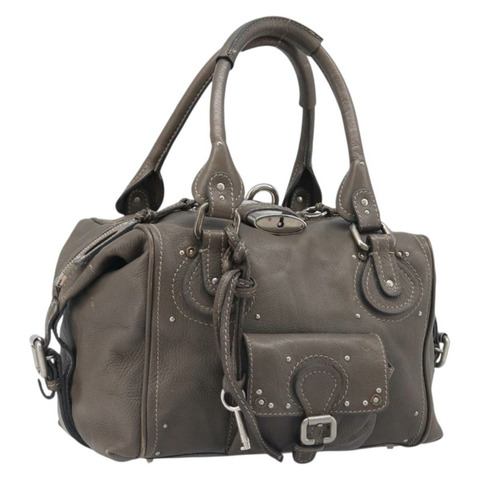 Chloe Paddington 手提包 皮革 灰色 銀色 正品 am12387V