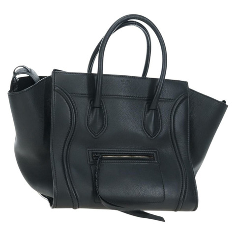CELINE Luggage Phantom 手提包，黑色皮革，正品 am12412M