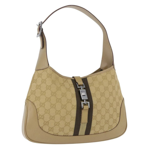 GUCCI GG帆布Jackie肩背包 米色/銀色 00963 正品 199624V