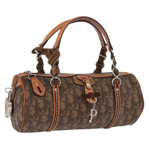Christian Dior Trotter帆布浪漫手提包 PVC棕色銀色 正品 195408SAV