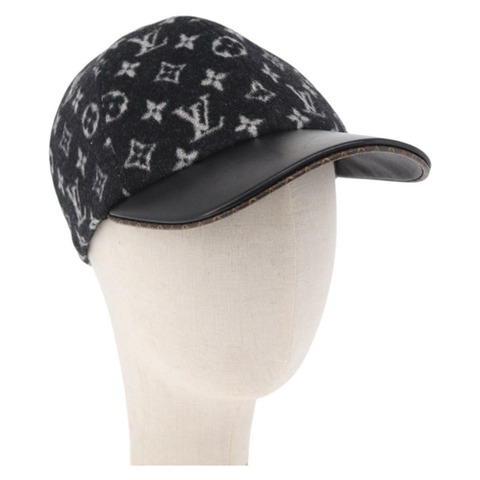 路易威登 Monogram Carry on Hat Wool M Black M76712 LV Auth BA15278M