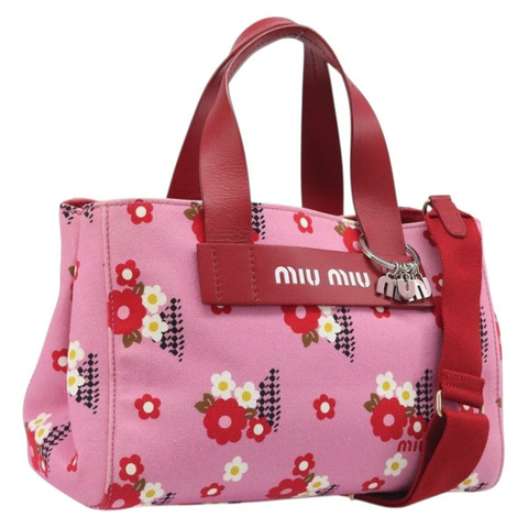 Miu Miu 手袋 帆布 兩用 粉金配色 正品 199590M
