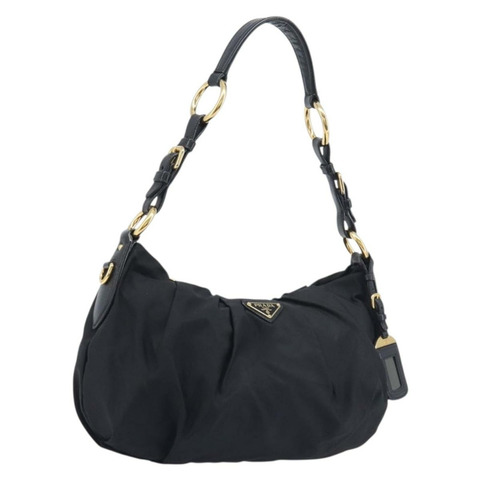 PRADA 單肩包 尼龍 黑色 金色 正品 yk20847V