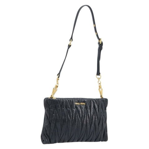 Miu Miu Matelasse 單肩包，黑色金色皮革，正品 yk20786M