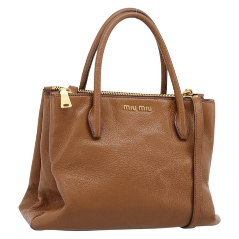 Miu Miu 手提包 真皮 兩用 棕色 金色 正品 yk20781M