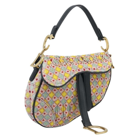 Christian Dior 馬鞍包手袋串珠多色金色正品 yk20714SAM