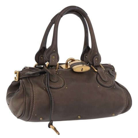 Chloe Paddington 手提包，棕色、金色、銀色皮革，正品 yk20745SAM