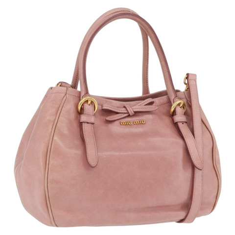 Miu Miu 手提包 皮革 兩用 粉紅金配色 正品 yk20856V
