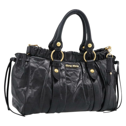 Miu Miu 手提包 皮革 兩用 黑色 金色 正品 198610M