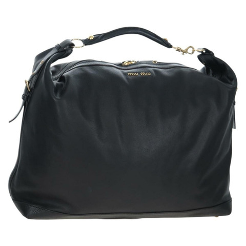 Miu Miu 黑色金色皮革肩背包，正品 yk20825V