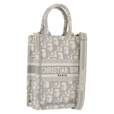 Christian Dior Trotter帆布Oblique Book Tote迷你手提包，灰色，兩用款，正品，貨號200245V