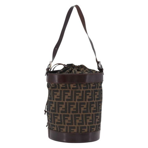 FENDI Zucca帆布單肩包 棕色/黑色 正品 199123V