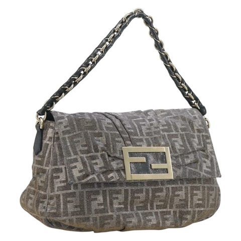 FENDI Zucca 帆布單肩包 金色 正品 197602V