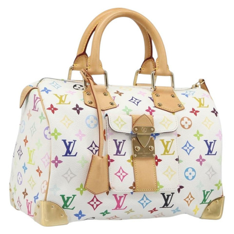路易威登 Monogram Multicolor Speedy 30 手提包 白色 M92643 正品 200161SAV
